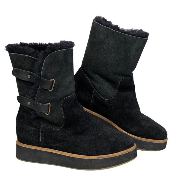 Australia Luxe Collective Shoes - Australia Luxe Collective Fuzzy Black Bushmill Winter Suede Fur Boots Size 7
